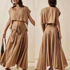 New Free People Sundown Skirt Top Two Piece Set
